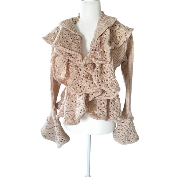 Sweet hallow out ruffle flare cardigan sz s - Picture 5 of 6